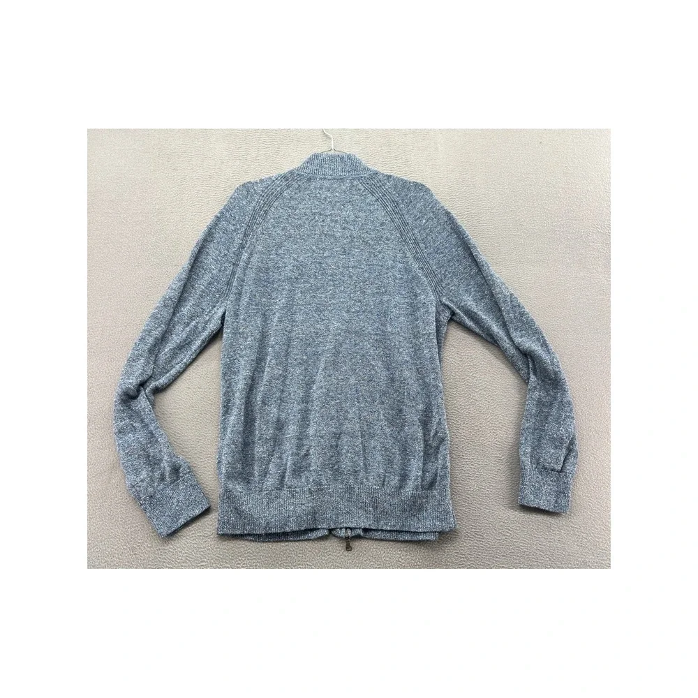 Banana Republic Sweater Mens Sz L Blue 100% Italian Linen Full Zip Jacket